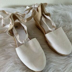 Beautiful Long Strap Ankle Wrap Espadrille Design